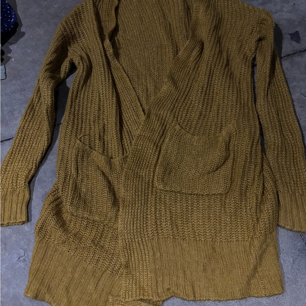 Cozy Mustard Knit Cardigan